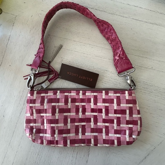 NWT Elliott Lucca Small Woven Pink Leather Purse - Picture 1 of 9